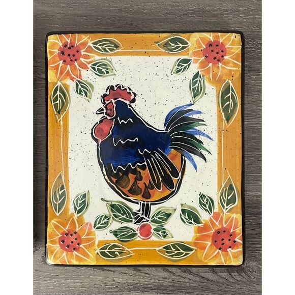Julie Ueland Rooster Trivet Set – Farmhouse Ceramic Kitchen Decor – 6x7 - Picture 2 of 10